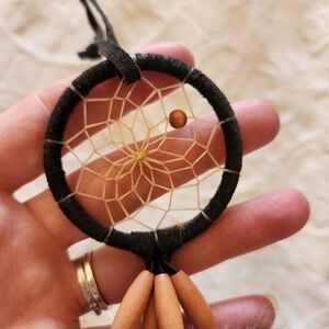 Handcrafted indigenous feather‎ wooden beeds Dreamcatcher, 2"